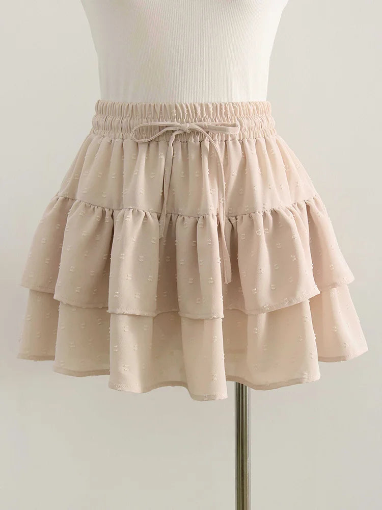 Minifalda Plisada de Gasa | Con Volantes y Pantalones Cortos Internos