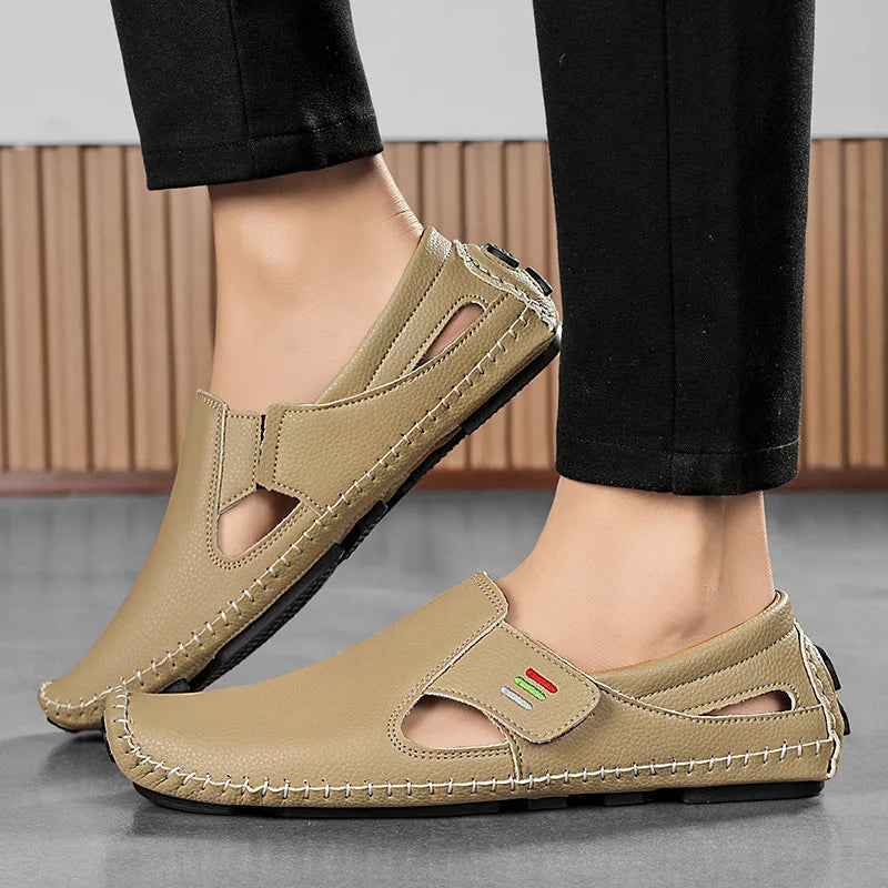 Mocasines Cuero Hombre 2025 ∣ Ahuecados Conducción ∣ Lujo Verano