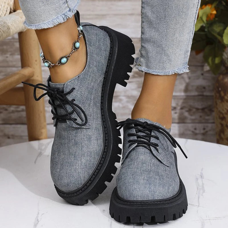 Mocasines Británicos de Retales con Cordones | Plataforma | Punta Redonda | Talla Grande