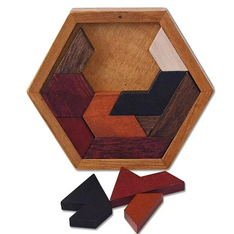 Rompecabezas Tangram hexagonal clásico, rompecabezas De madera para niños, juegos De pensamiento lógico, Casse Tete Rompecabezas De Madera