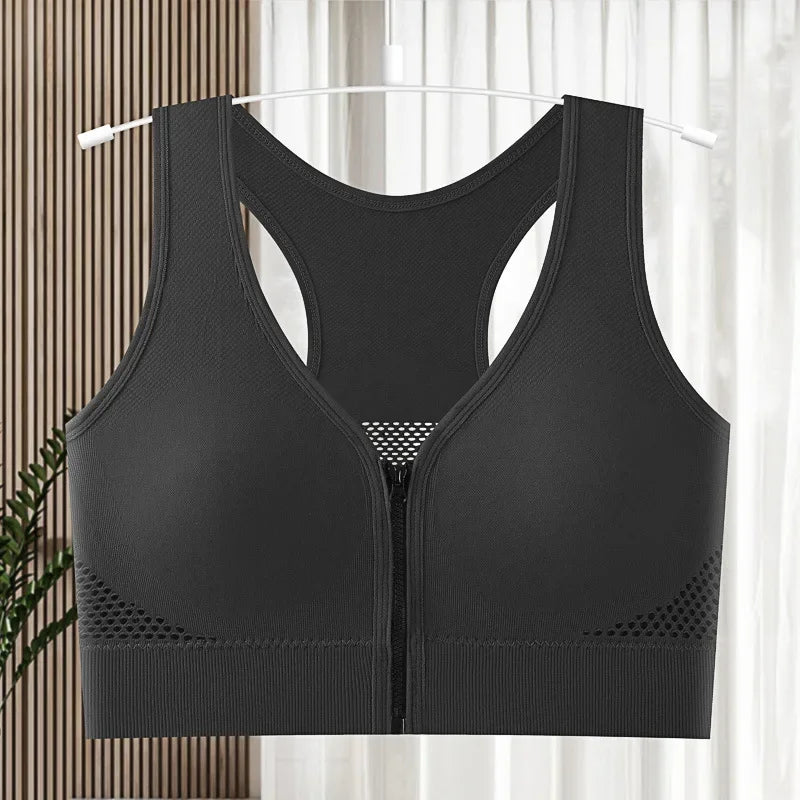Top Deportivo Cremallera Frontal | Cuello V | Acolchado Sin Costuras | Ticotrendy