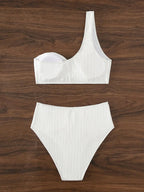 Bikini de Un Hombro y Tiro Alto - Conjunto Elegante para la Arena