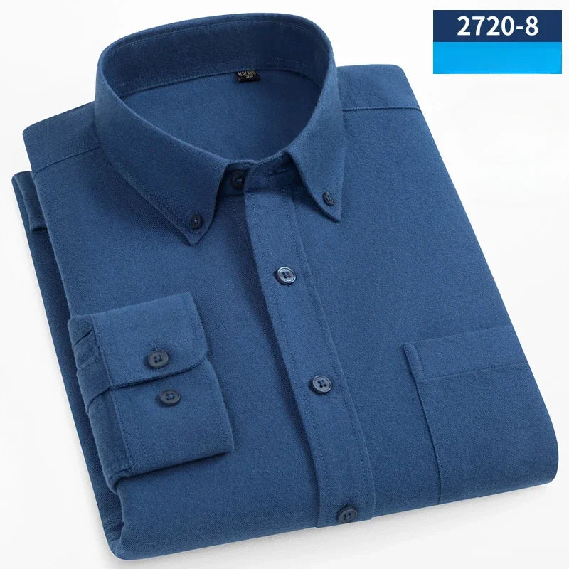Camisa Oxford Cepillado | Algodón 100% | Ajuste Formal | Blanca Sólida | Ticotrendy