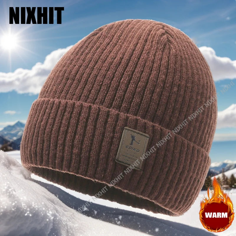 Gorro Punto Grueso Terciopelo Térmico Ajustable | Invierno Frío Montañismo Unisex
