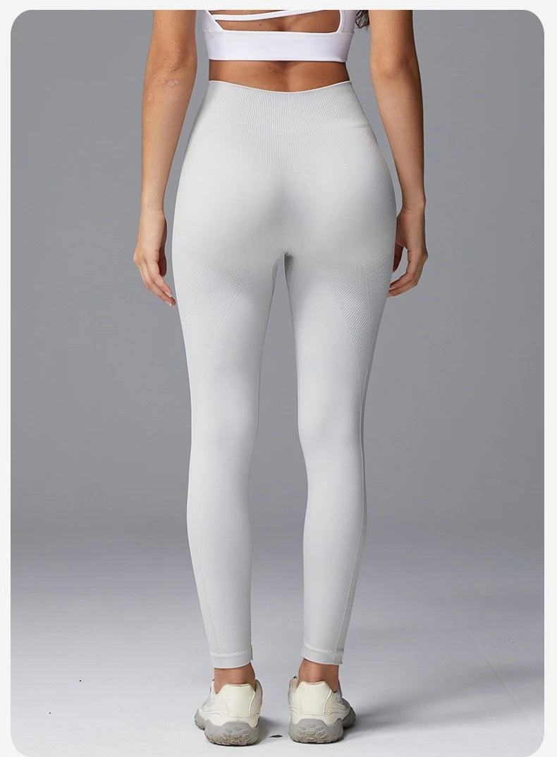 VEQKING Pantalones de yoga de cintura alta para mujer, leggings deportivos sin costuras, elásticos, para gimnasio, fitness, control de abdomen, pantalones de entrenamiento