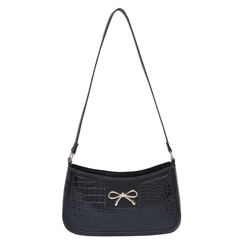 Bolso De Hombro Mujer Estampado Cocodrilo Lazo Vintage Pequeño