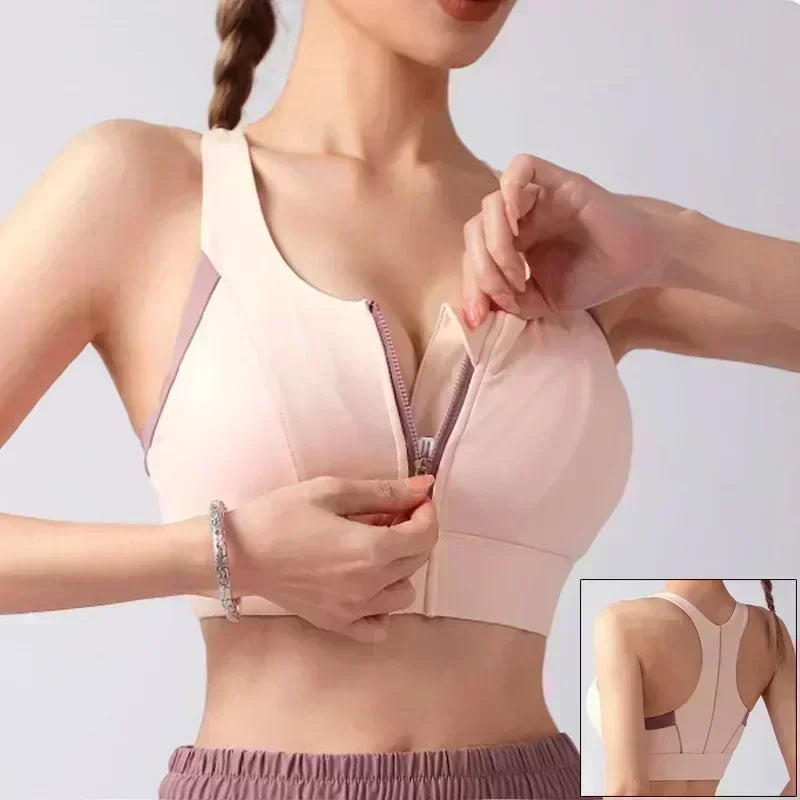 Top Sujetador Deportivo para Mujer | Cremallera Frontal y Realce | Top de Yoga y Fitness