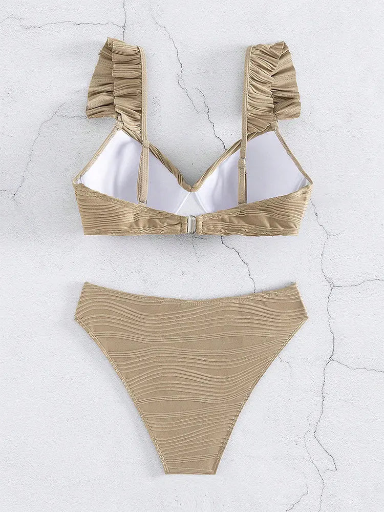 Bikini Push Up con Detalle Recortado y Volantes para Playa