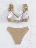 Bikini Push Up con Detalle Recortado y Volantes para Playa