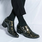 Zapatos Vestir Hombre Ticotrendy Piel Dividida Retro Punta Puntiaguda Boda | Con Hebilla