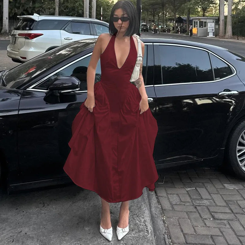 Vestido de fiesta con escote en V y espalda descubierta | Vestidos largos sexys