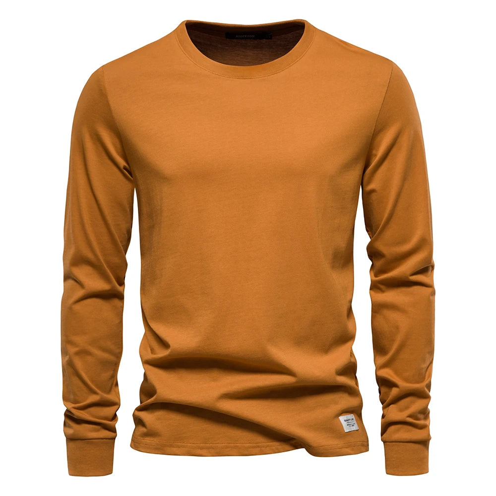 Camiseta Cuello Redondo Color Liso Hombre | Manga Larga Básica | Tallas XS-XXXL | Tico Trendy