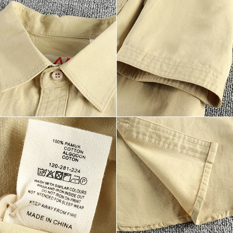 Camisa Carga Vintage Hombre | Sarga Algodón Lavada | Manga Corta | Ticotrendy Costa Rica