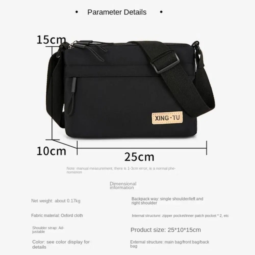Bandolera Oxford de Gran Capacidad y Múltiples Cremalleras para Unisex