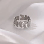 Anillo Ticotrendy Hojas Vintage | Acero Inox Impermeable | Estética Planta Boda