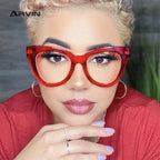 Montura Gafas Ojo Gato Marco Grande Retro Unisex | Antiazules Ópticas Titanio Plástico