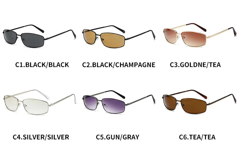 Gafas de Sol Y2K para Mujer Estilo Vintage Punk con Marco Metálico