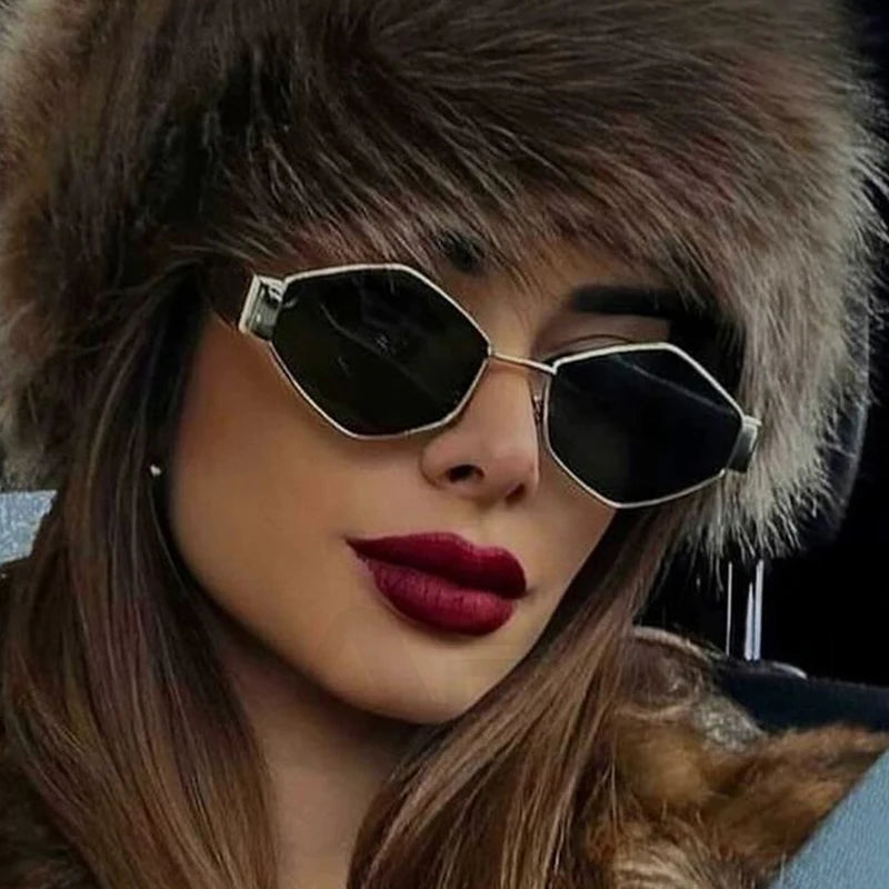 Gafas de Sol Poligonales con Marco Pequeño Estilo Clásico Vintage