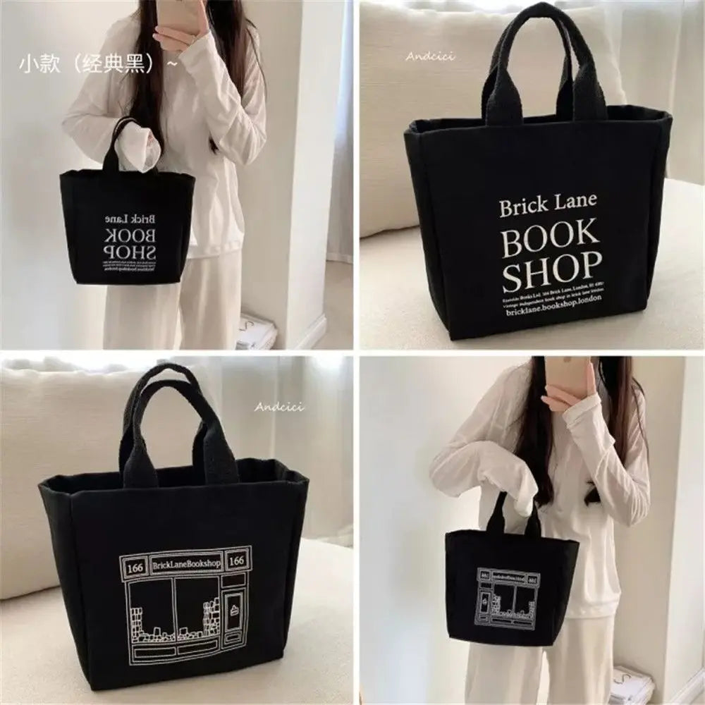 Bolsa de Almuerzo de Lona con Diseño de Letras, Ideal para Oficina y Picnic