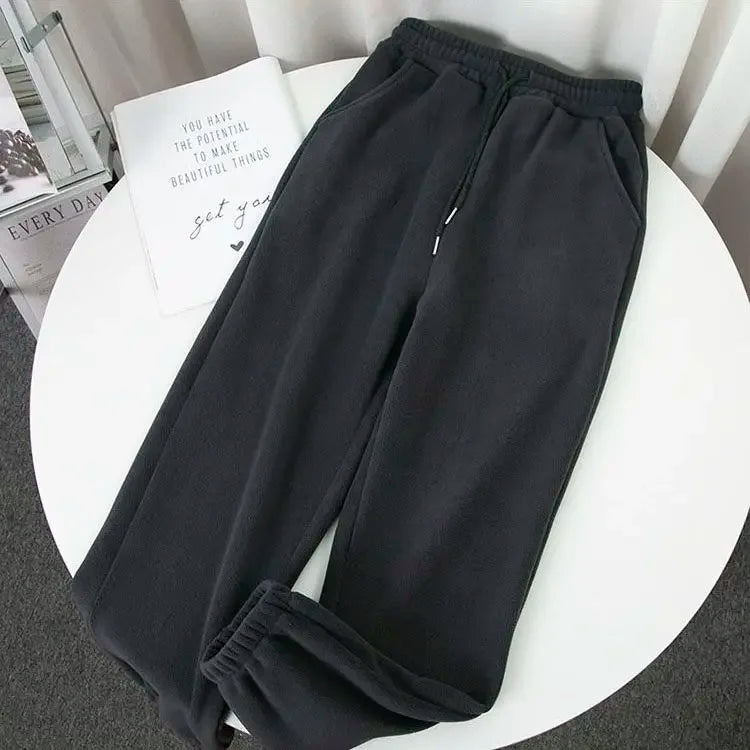 Pantalón Harem Lana Cálida | Pierna Ancha Holgado | Cintura Alta y Cordón Unisex | Ticotrendy