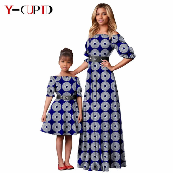 Vestido Cuello Slash Pareja y Niña | Tico Trendy