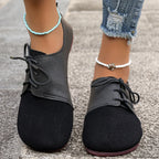 Zapatos Planos Marrones con Cordones | Gamuza Sintética | Punta Redonda | Talla Grande