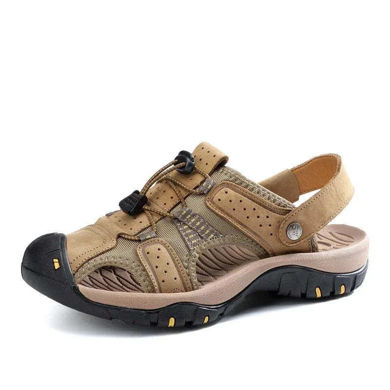 Sandalias Cuero Genuino Hombre Playa Casual Hechas a Mano | Estilo Conciso Lujo