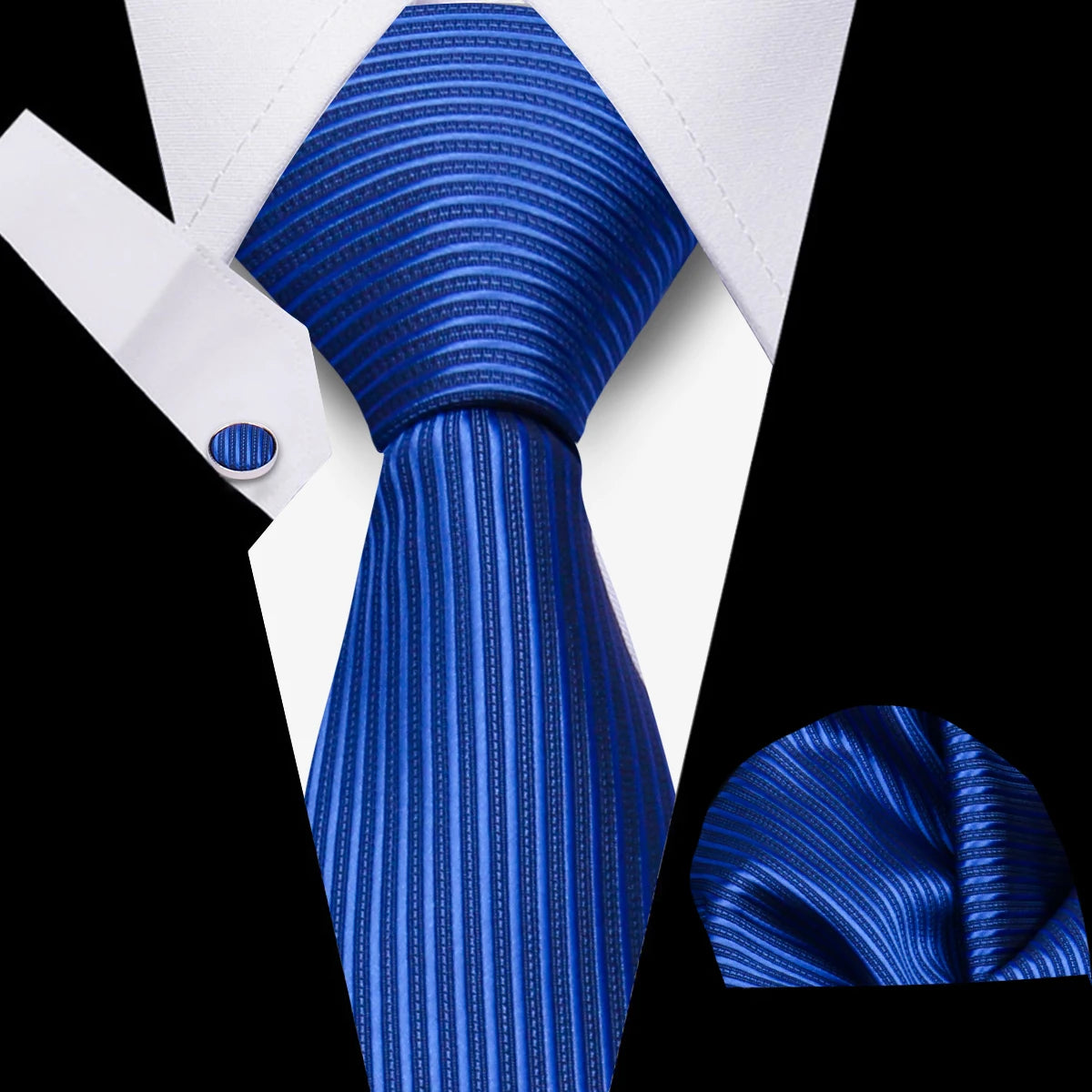 Conjunto Corbata Pañuelo Gemelos Negocios Boda Accesorio De Moda