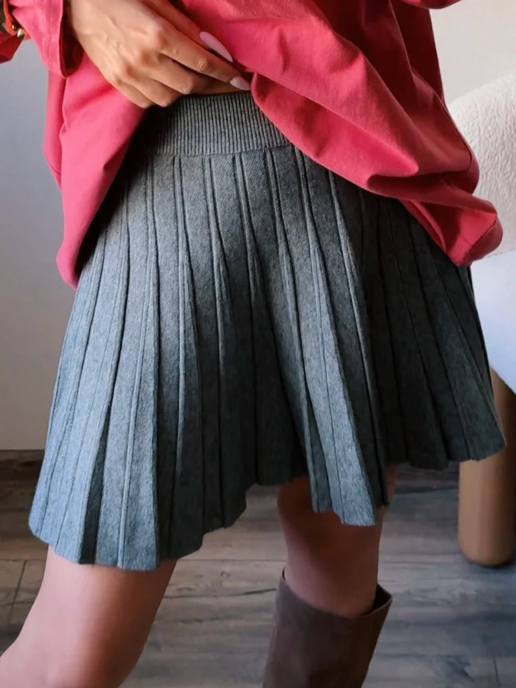 Minifalda Plisada de Punto | Cintura Alta | Estilo Coreano