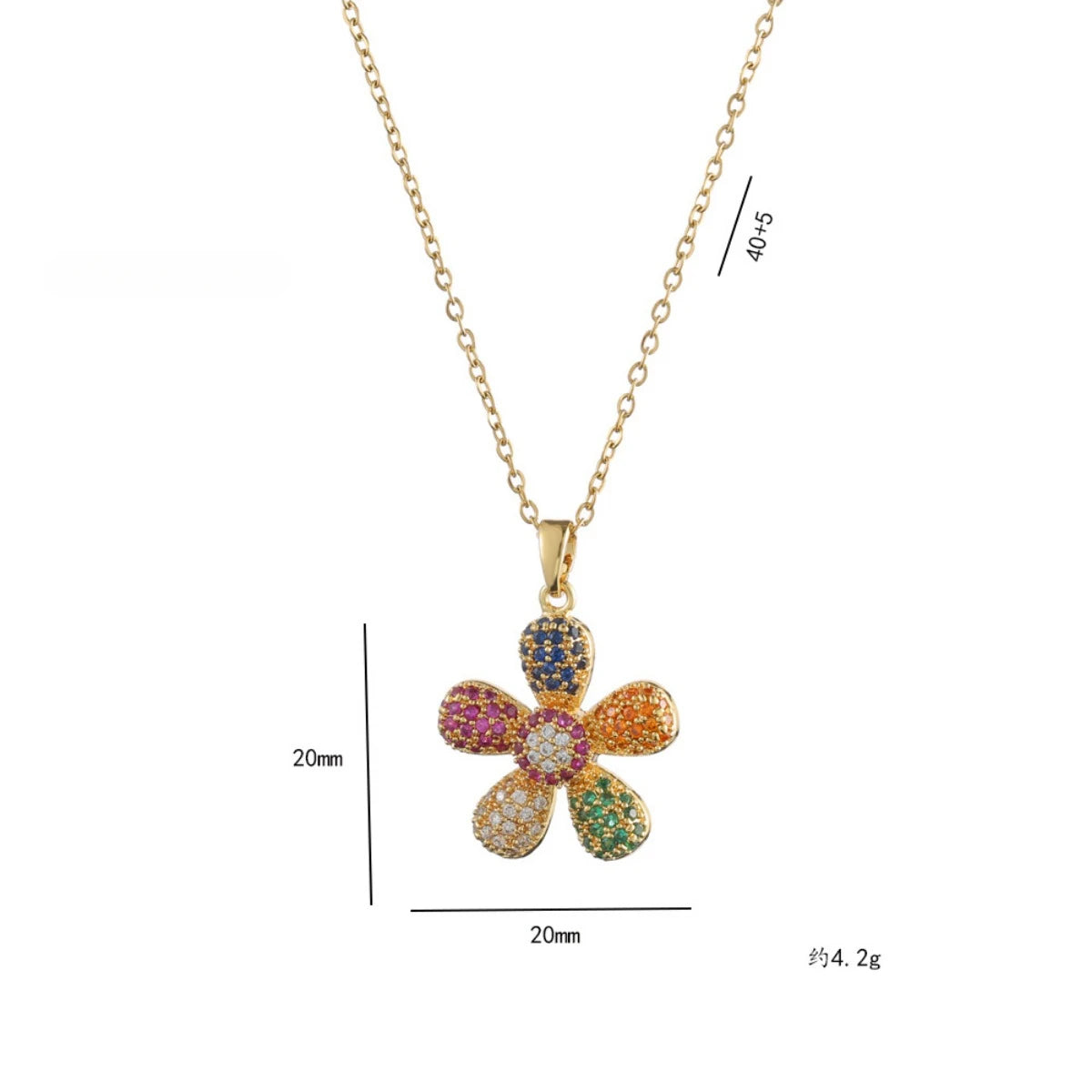 Collar Girasol Circón ∣ Acero Inoxidable Colorido ∣ Lujo Cool Hip Hop ∣ Ticotrendy