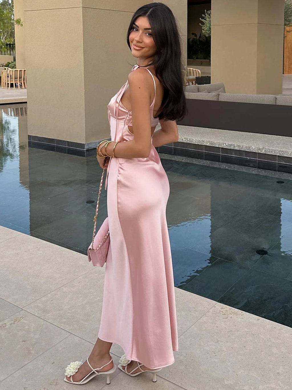 Vestido Midi Y2K | Espalda Descubierta y Tirantes Finos | Fiesta Dulzura