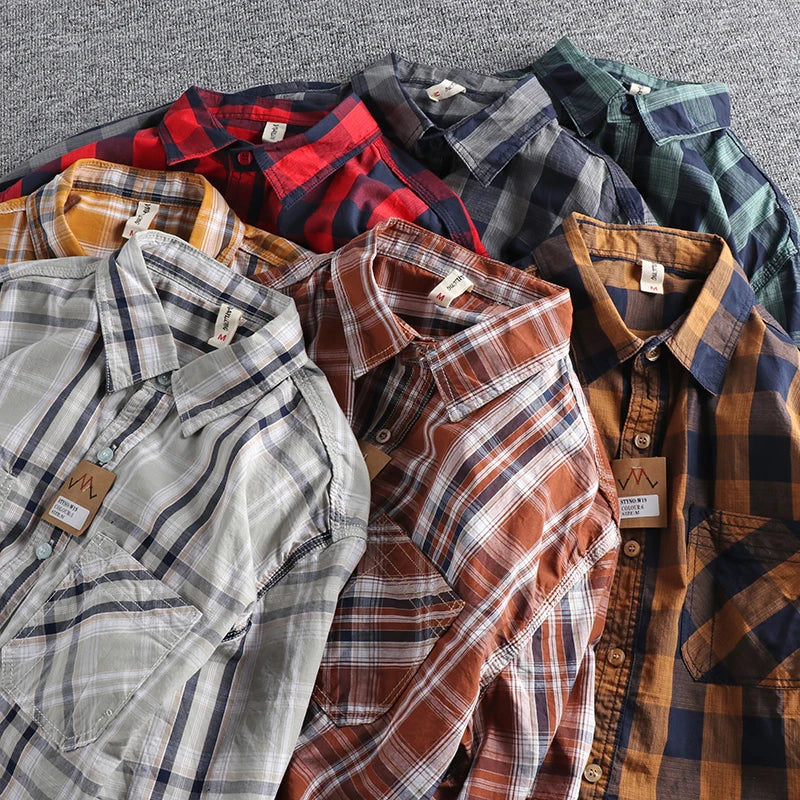 Camisa Cuadros Hombre | Algodón Lavado | Estilo Gótico | Manga Corta | Ticotrendy Costa Rica