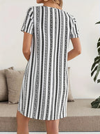 Vestido Rayas para Mujer | Manga Corta y Cuello Redondo | Holgado para Oficina | Tico Trendy
