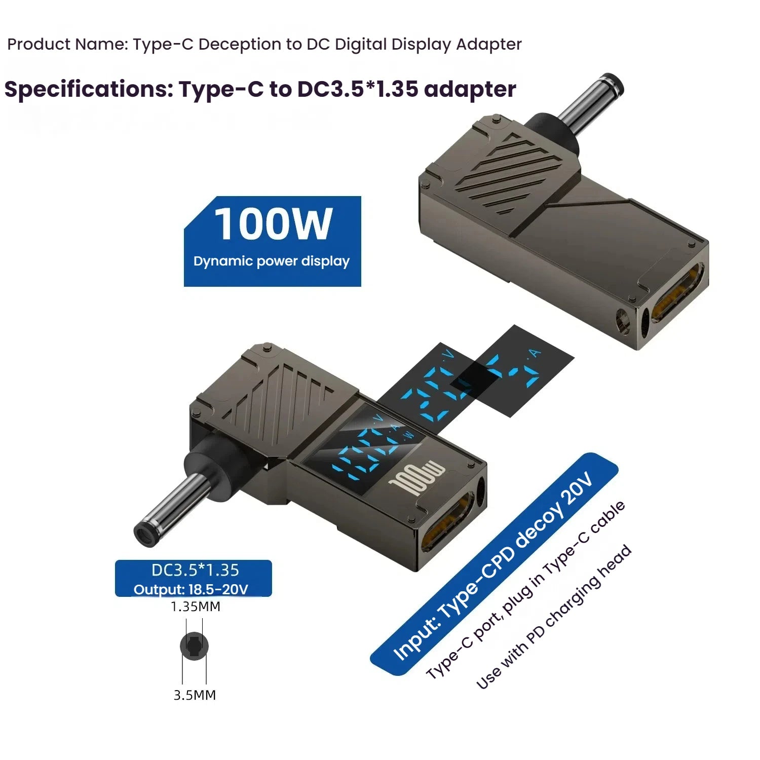 Adaptador Tipo C A DC | Cargador Laptop 100W | Convertidor Power Delivery | Ticotrendy