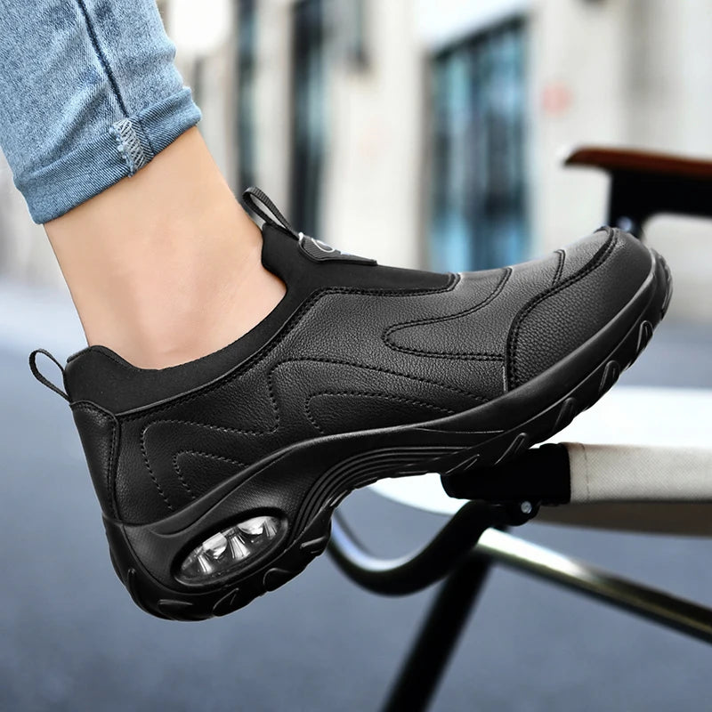 Zapatillas Informales Sin Cordones | Cuero con Cojín de Aire | Antideslizantes | Cómodas