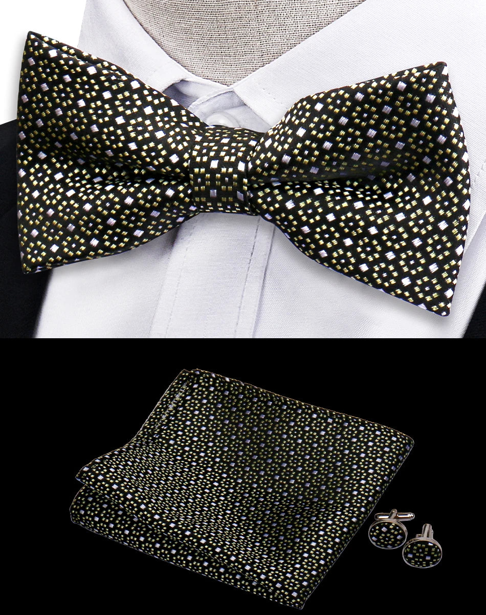 Conjunto Pajarita Pañuelo Gemelos Estilo Novedad Elegancia Pura Vida