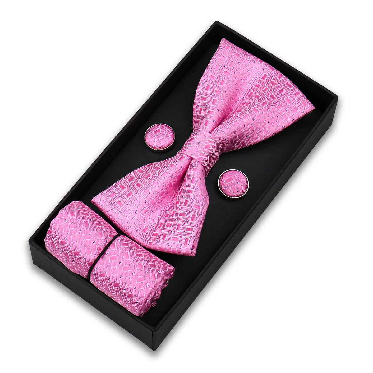Set De Pajarita Pañuelo Gemelos Regalo Elegante Estilo Para Hombres