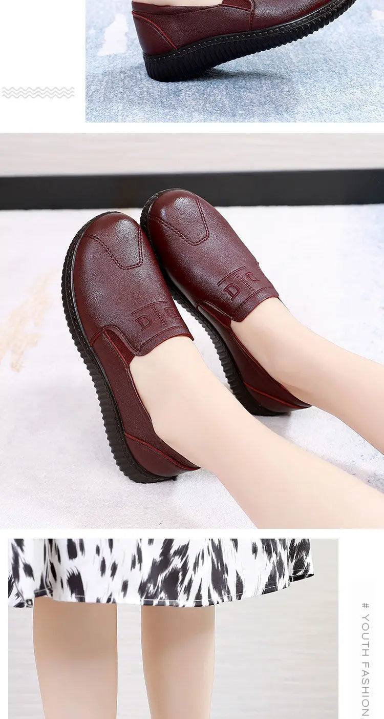 Mocasines Retro Marrones con Cuña | Cuero | Bailarinas Oxford | Talla Grande
