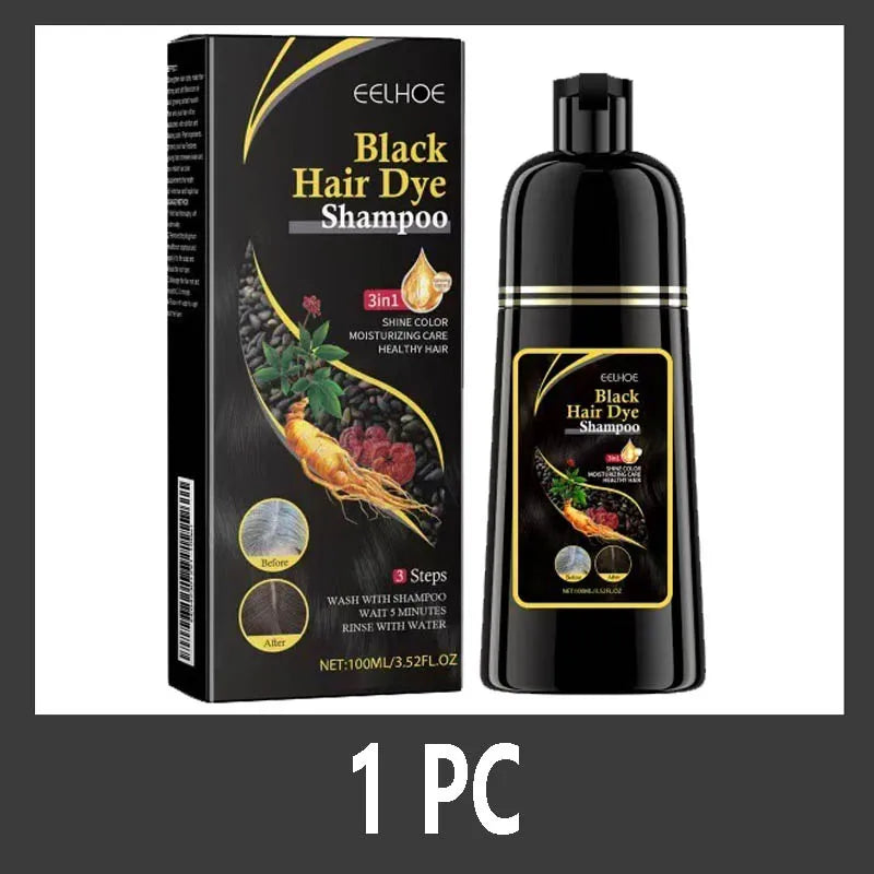 Champú de tinte para el cabello a base de hierbas naturales 3 en 1, cambio de Color del cabello, cabello gris a marrón oscuro, negro, cuidado nutritivo profundo