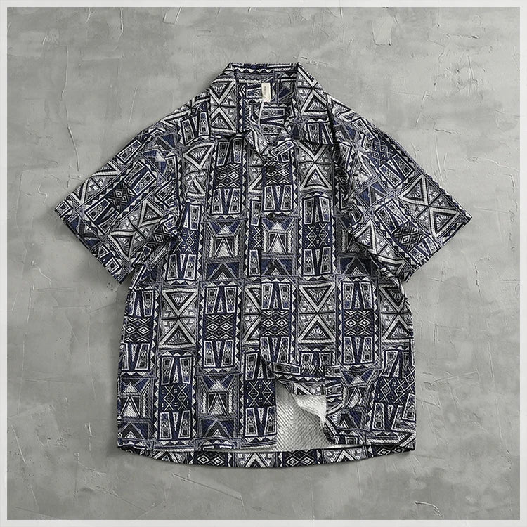 Camisa Hawaiana Hombre | Estampado Geométrico | Manga Corta | Verano | Ticotrendy Costa Rica