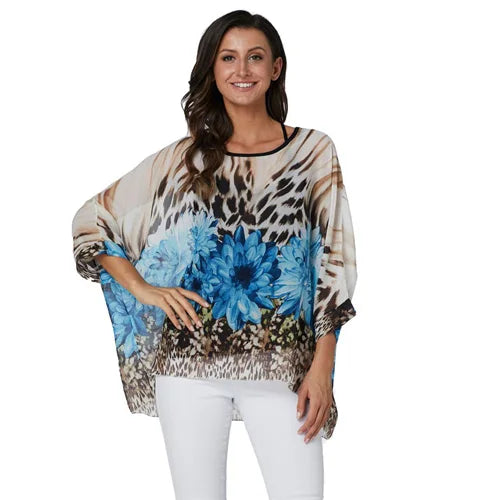 Vestido casual bohemio estilo chiffon disponible en tallas grandes 4XL 5XL 6XL vestido vintage floreado con cuello en O camiseta estilo long top