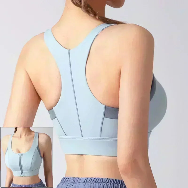 Top Sujetador Deportivo para Mujer | Cremallera Frontal y Realce | Top de Yoga y Fitness