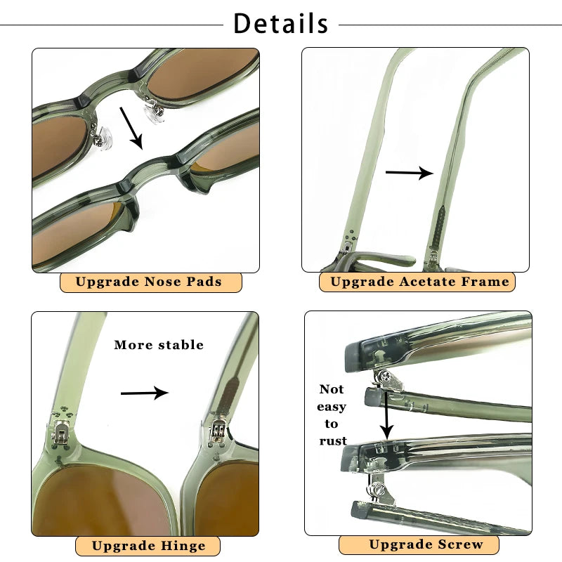Gafas de Sol Polarizadas Caterside | Montura Cuadrada de Acetato | Nueva Actualización