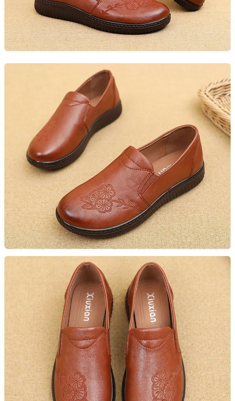 Mocasines Retro Marrones con Cuña | Cuero | Bailarinas Oxford | Talla Grande