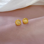 Pendientes redondos simples de piedra lunar para mujeres y hombres, accesorios para las orejas de acero inoxidable de ensueño, regalos de joyería para amigos y amantes