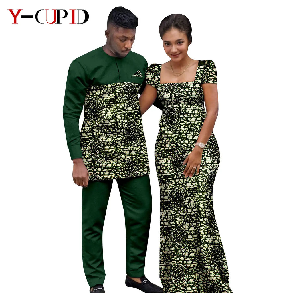 Conjunto Falda y Top Africano Bazin Riche Pareja | Top y Pantalón | Tallas XS-6XL | Tico Trendy