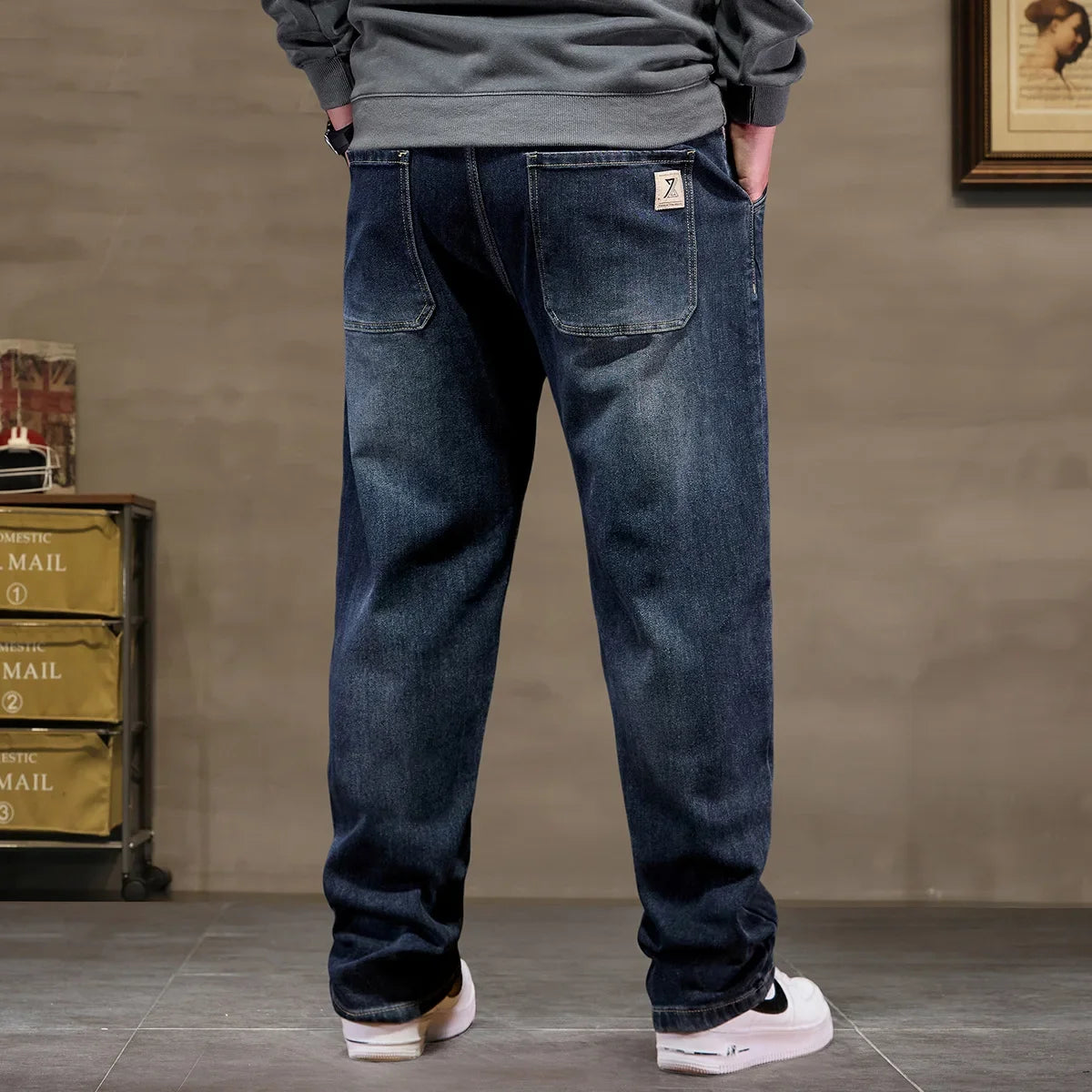 Jeans Extra Grandes para Hombre | Cintura Alta Elástica | Tallas 6XL-8XL | Color Negro Clásico | Ticotrendy