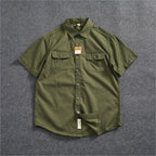 Camisa Informal Hombre | Algodón Retro | Bolsillo Tubo | Manga Corta | Ticotrendy