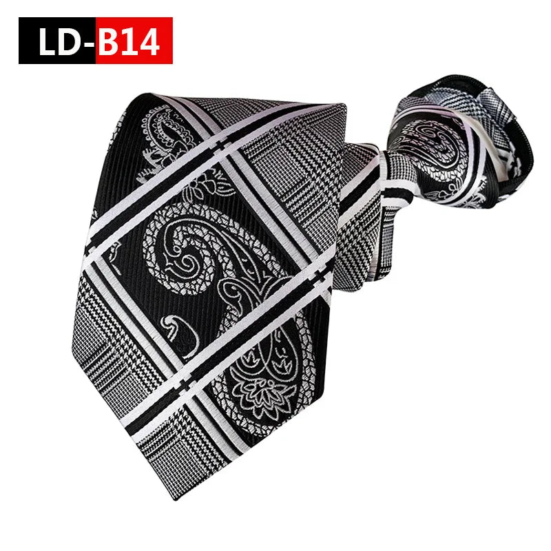 Corbata Preatada con Cremallera Paisley Rayas Cuadros Clásica de Negocios