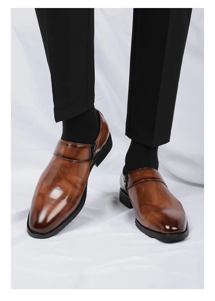 Zapatos Formales Morados Hombre | Charol Punta Estrecha Sin Cordones Cómodos Negocios